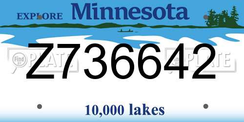 Z736642 Minnesota License Plate