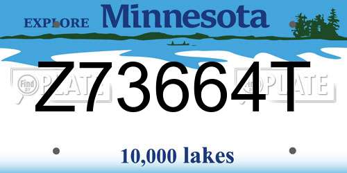 Z73664T Minnesota License Plate