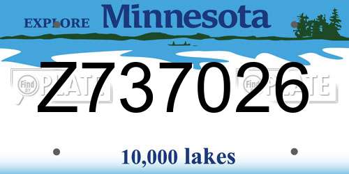 Z737026 Minnesota License Plate