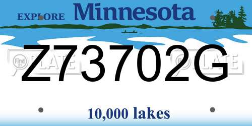 Z73702G Minnesota License Plate