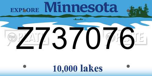 Z737076 Minnesota License Plate