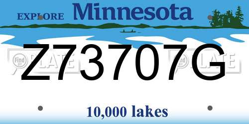 Z73707G Minnesota License Plate