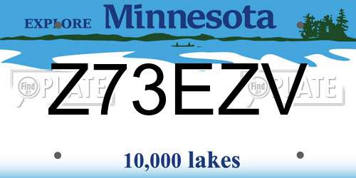 Z73EZV Minnesota License Plate