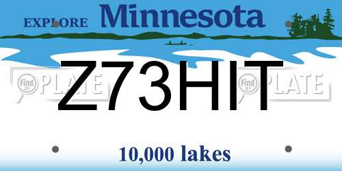 Z73HIT Minnesota License Plate