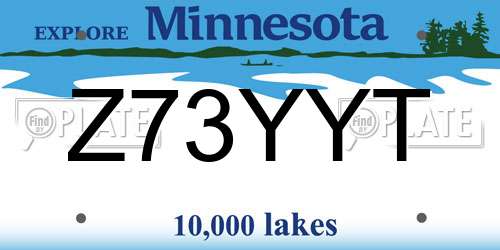 Z73YYT Minnesota License Plate
