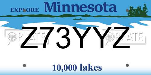Z73YYZ Minnesota License Plate