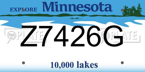 Z7426G Minnesota License Plate