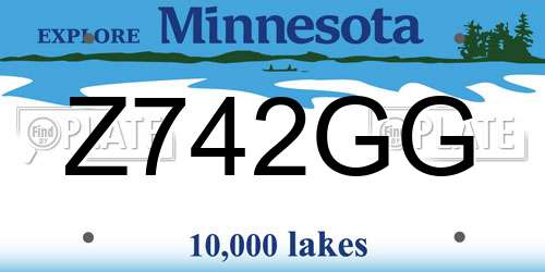 Z742GG Minnesota License Plate
