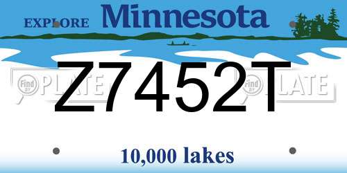 Z7452T Minnesota License Plate