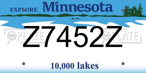 Z7452Z Minnesota License Plate