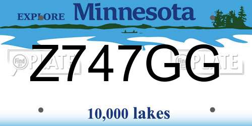 Z747GG Minnesota License Plate
