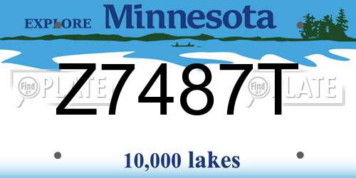 Z7487T Minnesota License Plate