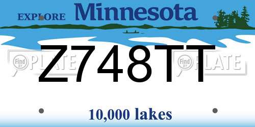 Z748TT Minnesota License Plate