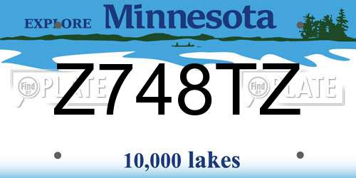 Z748TZ Minnesota License Plate