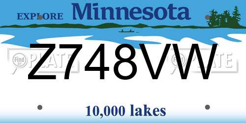 Z748VW Minnesota License Plate
