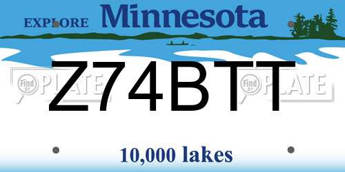 Z74BTT Minnesota License Plate