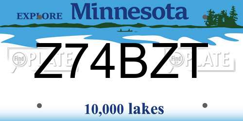 Z74BZT Minnesota License Plate