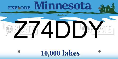 Z74DDY Minnesota License Plate