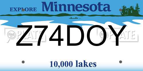Z74DOY Minnesota License Plate
