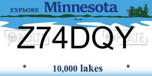 Z74DQY Minnesota License Plate