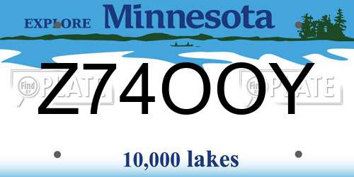 Z74OOY Minnesota License Plate