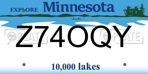 Z74OQY Minnesota License Plate