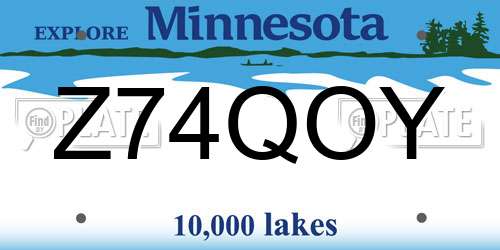 Z74QOY Minnesota License Plate
