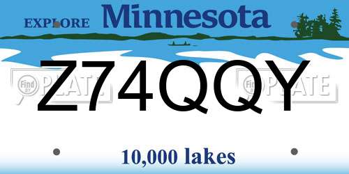 Z74QQY Minnesota License Plate