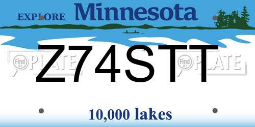 Z74STT Minnesota License Plate