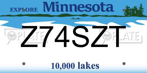 Z74SZT Minnesota License Plate