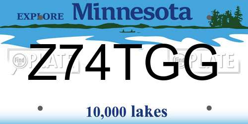 Z74TGG Minnesota License Plate