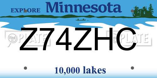 Z74ZHC Minnesota License Plate