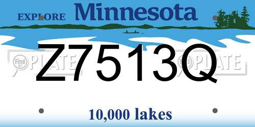 Z7513Q Minnesota License Plate