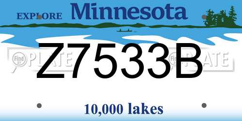 Z7533B Minnesota License Plate