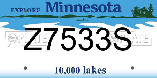 Z7533S Minnesota License Plate