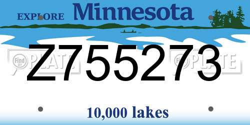 Z755273 Minnesota License Plate