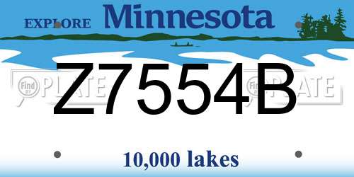 Z7554B Minnesota License Plate