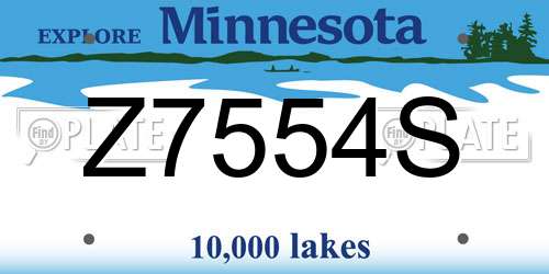 Z7554S Minnesota License Plate