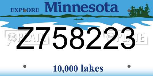 Z758223 Minnesota License Plate