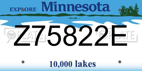 Z75822E Minnesota License Plate