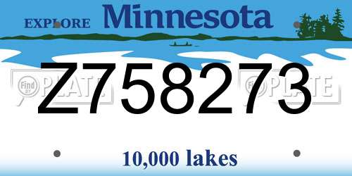 Z758273 Minnesota License Plate