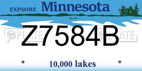 Z7584B Minnesota License Plate
