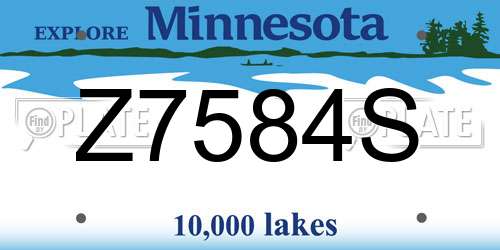 Z7584S Minnesota License Plate