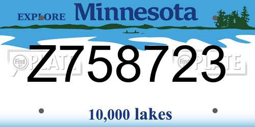 Z758723 Minnesota License Plate