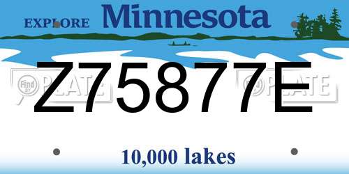 Z75877E Minnesota License Plate