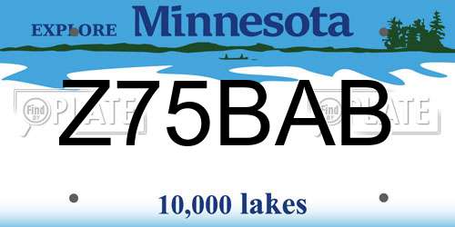 Z75BAB Minnesota License Plate