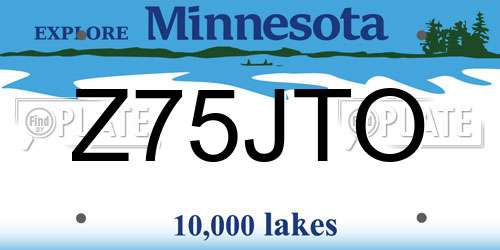 Z75JTO Minnesota License Plate