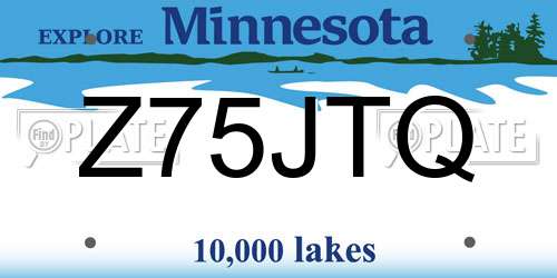 Z75JTQ Minnesota License Plate
