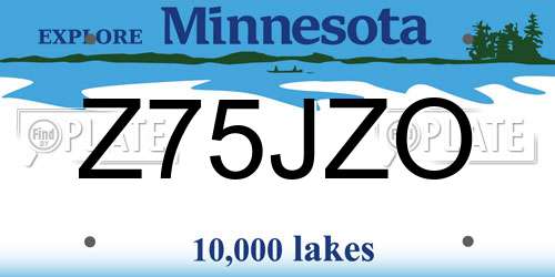 Z75JZO Minnesota License Plate