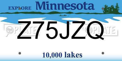 Z75JZQ Minnesota License Plate